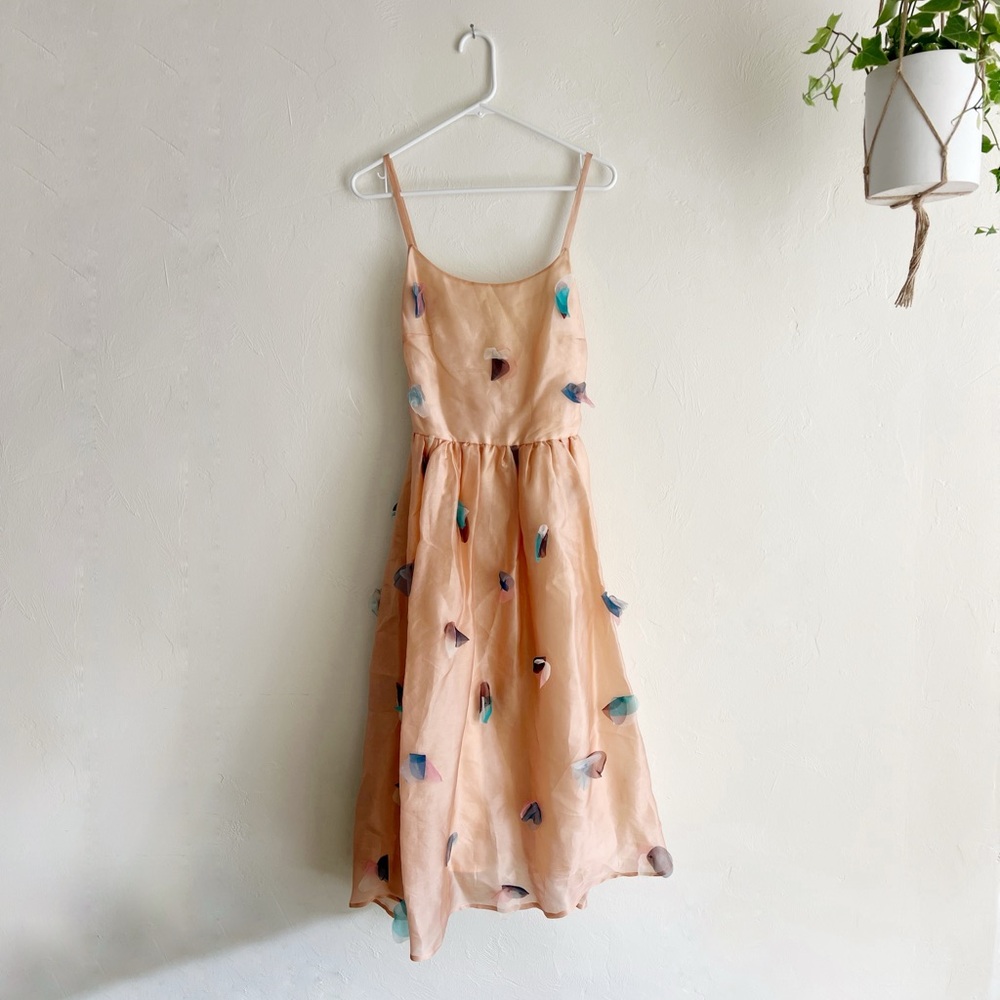 Rachel Antonoff Peach Dress 3D Petal Floral Sheer Pastel Designer 2015 Line 8 - Picture 2 of 9